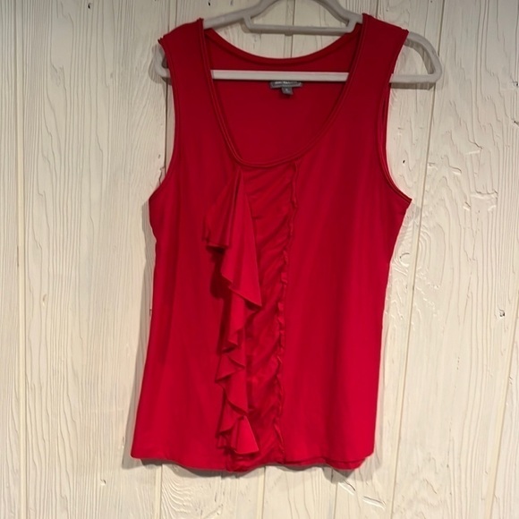 𝅺JOHNSTON & Murphy red sleeveless top with ruffle size XL - Picture 1 of 8